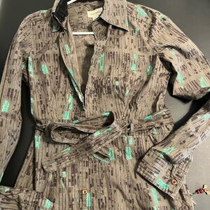 Diesel Green and Brown Trench Coat Durable Military Style